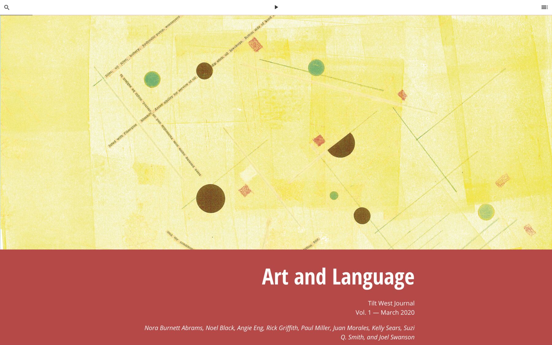 Art & Language, Tilt West Journal, Vol. 1, March 2020