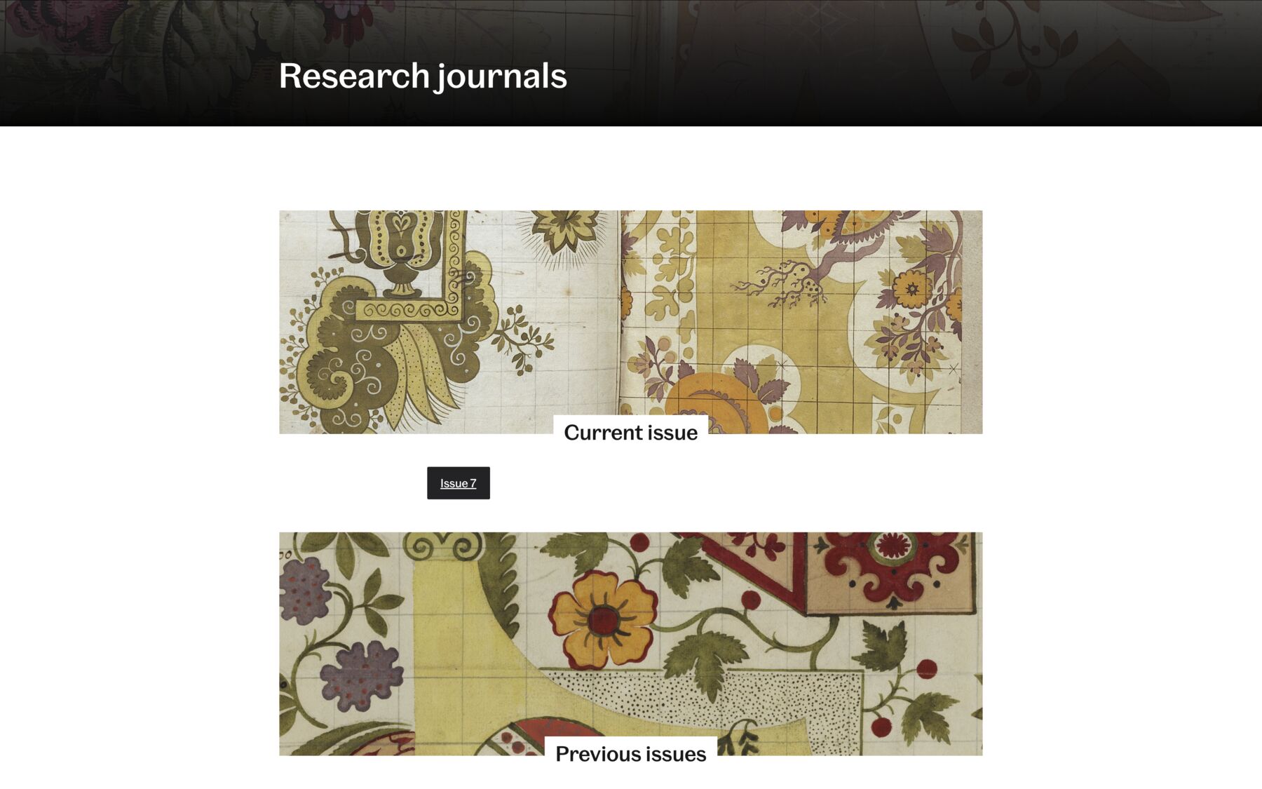 Homepage of Victoria and Albert Research Journals
