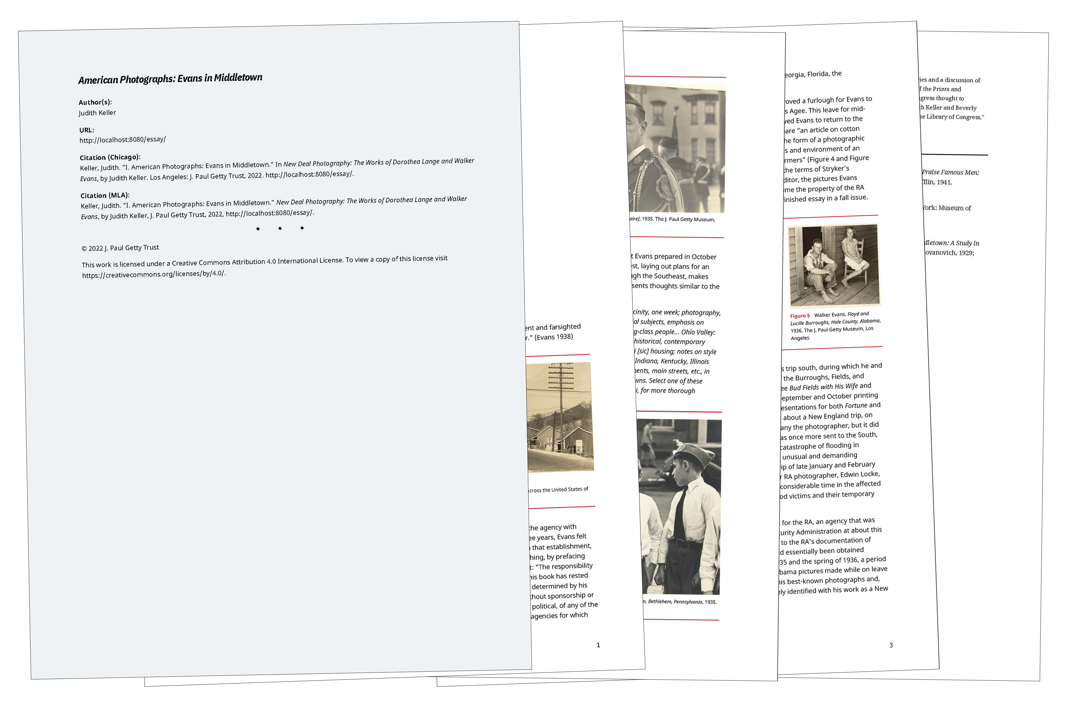 An illustration showing a loose stack of five printed pages, the top sheet is a different design, with a solid color background and simple lines of text in the top half of the page.